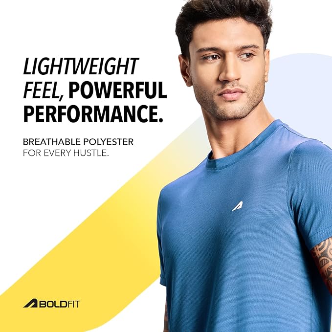 Boldfit Gym Regular Fit T Shirt for Men Round Neck Active Tshirt for Men Quick Dry Active Wear T Shirts for Man Dry Fit T Shirts for Men for Gym & Sports Wear Anti Odor Training Tshirt for Men - Image 3