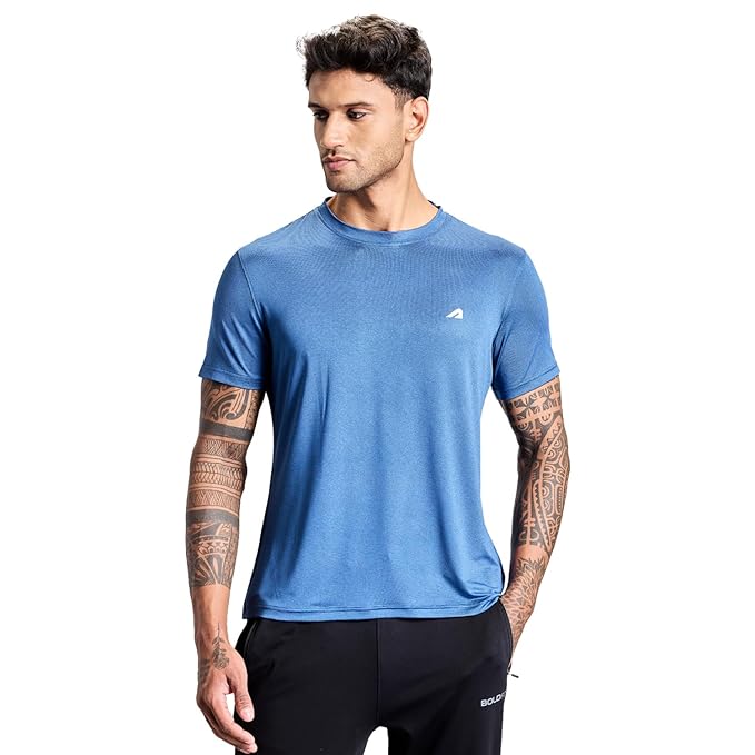 Boldfit Gym Regular Fit T Shirt for Men Round Neck Active Tshirt for Men Quick Dry Active Wear T Shirts for Man Dry Fit T Shirts for Men for Gym & Sports Wear Anti Odor Training Tshirt for Men