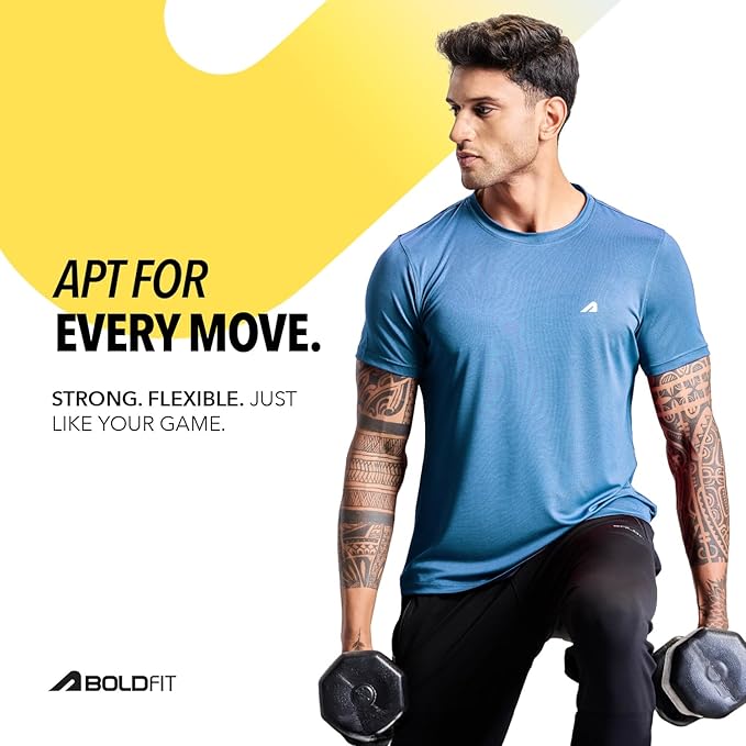 Boldfit Gym Regular Fit T Shirt for Men Round Neck Active Tshirt for Men Quick Dry Active Wear T Shirts for Man Dry Fit T Shirts for Men for Gym & Sports Wear Anti Odor Training Tshirt for Men - Image 2